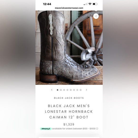 Jack Black  Men's Brown Horn Back Caiman Western Boots NWT - Picture 7 of 7